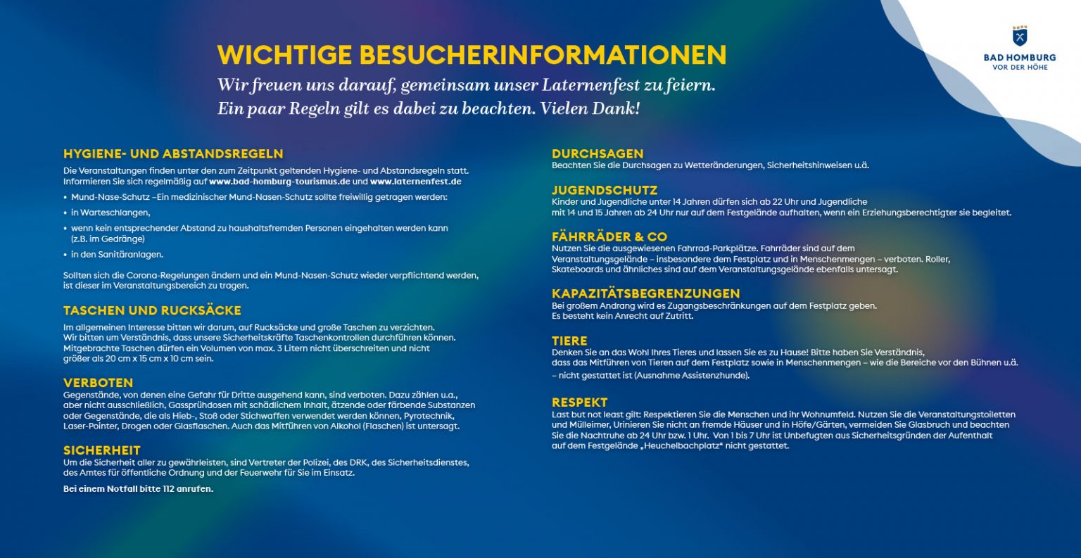 Bitte beachten Sie die Verhaltensregeln der Stadt Bad Homburg